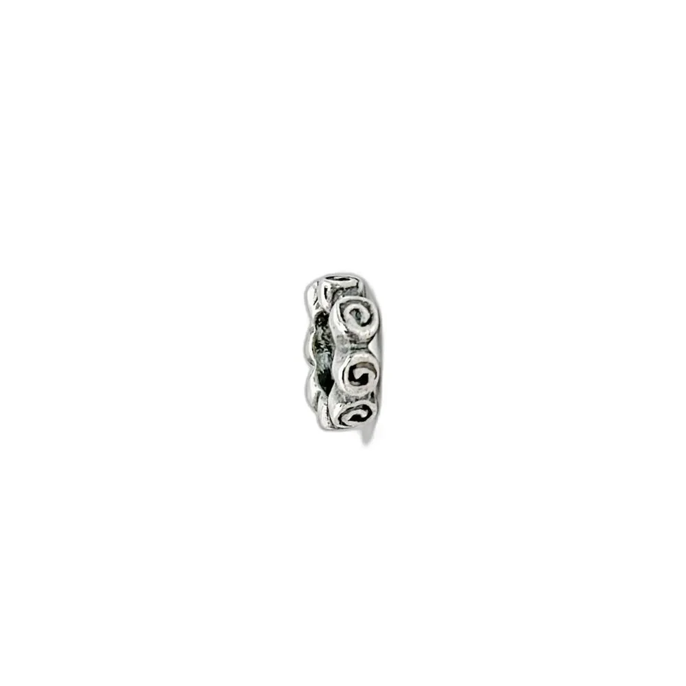 Pandora Retired Sterling Silver Spiral Flower Small Roses Floral Spacer Bead